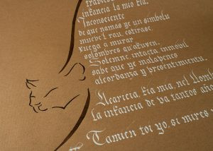 Caligrafia poema artistico asturias - Xuan Bello