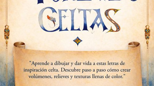 Cartel del taller de Versales Celtas en Oviedo el 16 de mayo de 2026. Decoración de letras de inspiración celta con volúmenes y color.